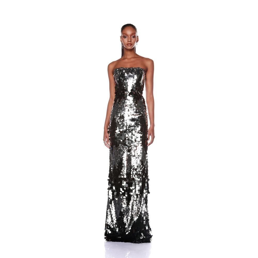 Bronx and banco farah strapless gunmetal gown black silver XL(US10)